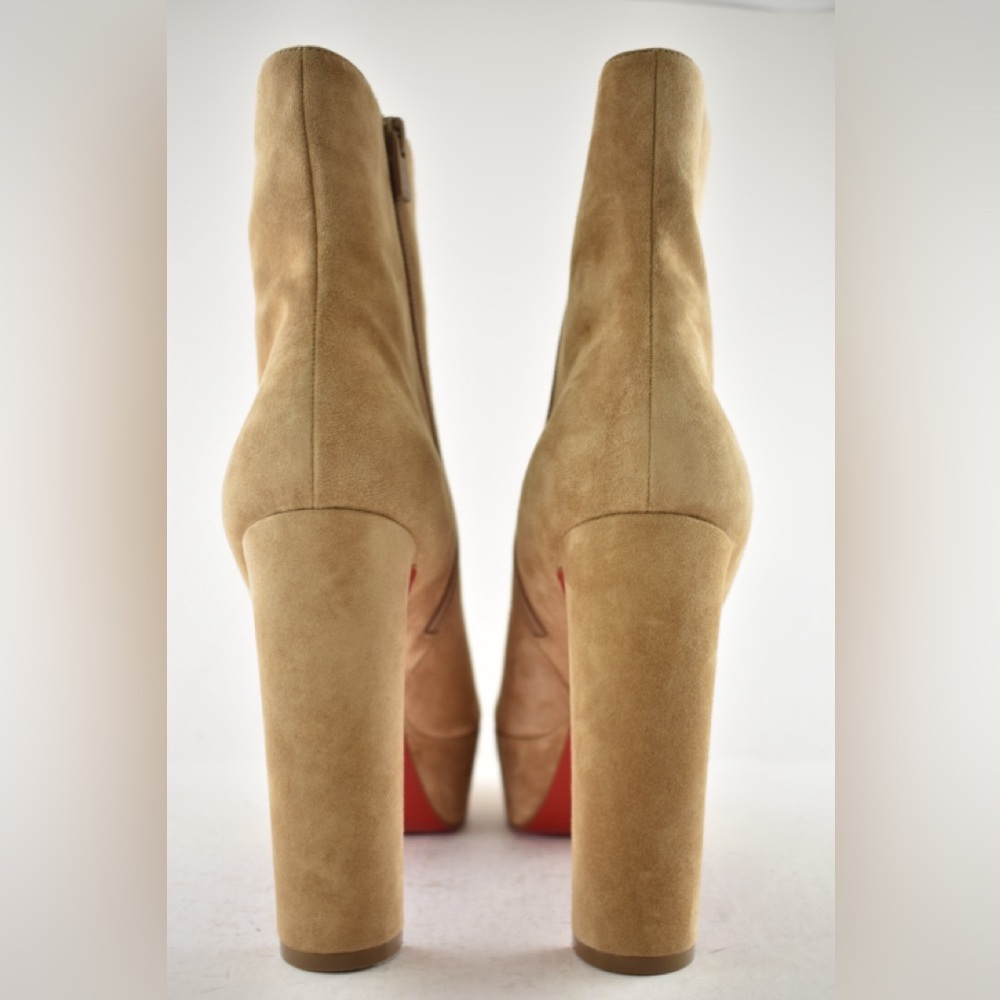 Christian Louboutin Loo Booty 130 Lionne Beige Platform Heel Ankle Boot 40.5 - Picture 14 of 15